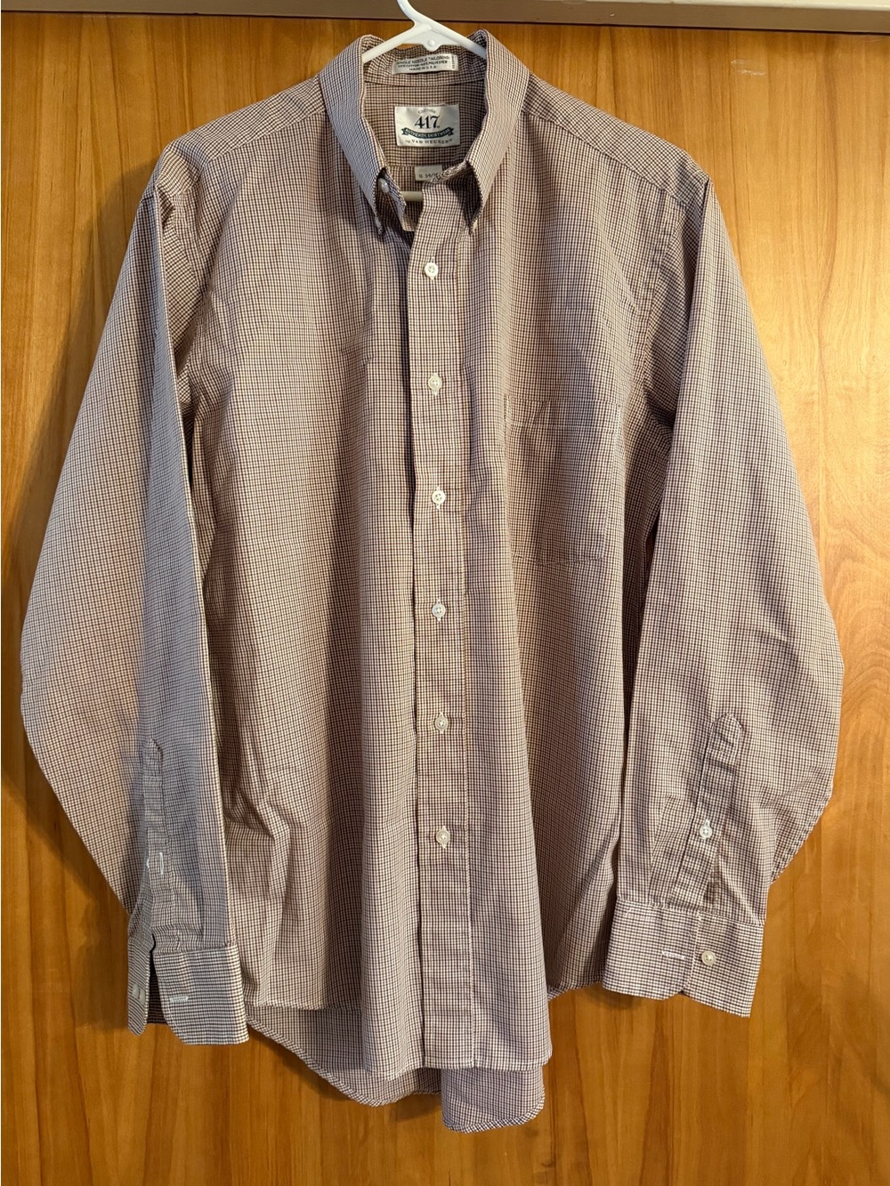 Van Heusen Men's Button-Down Dress Shirt - Brown Plaid